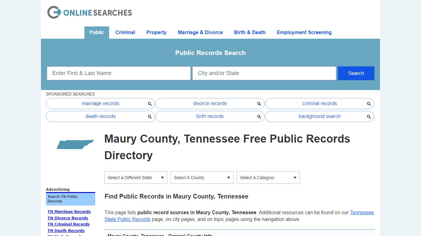 Maury County, Tennessee Public Records Directory