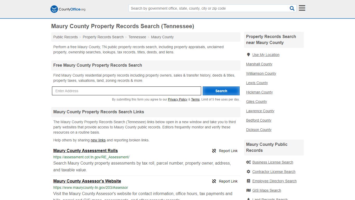 Maury County Property Records Search (Tennessee) - County Office