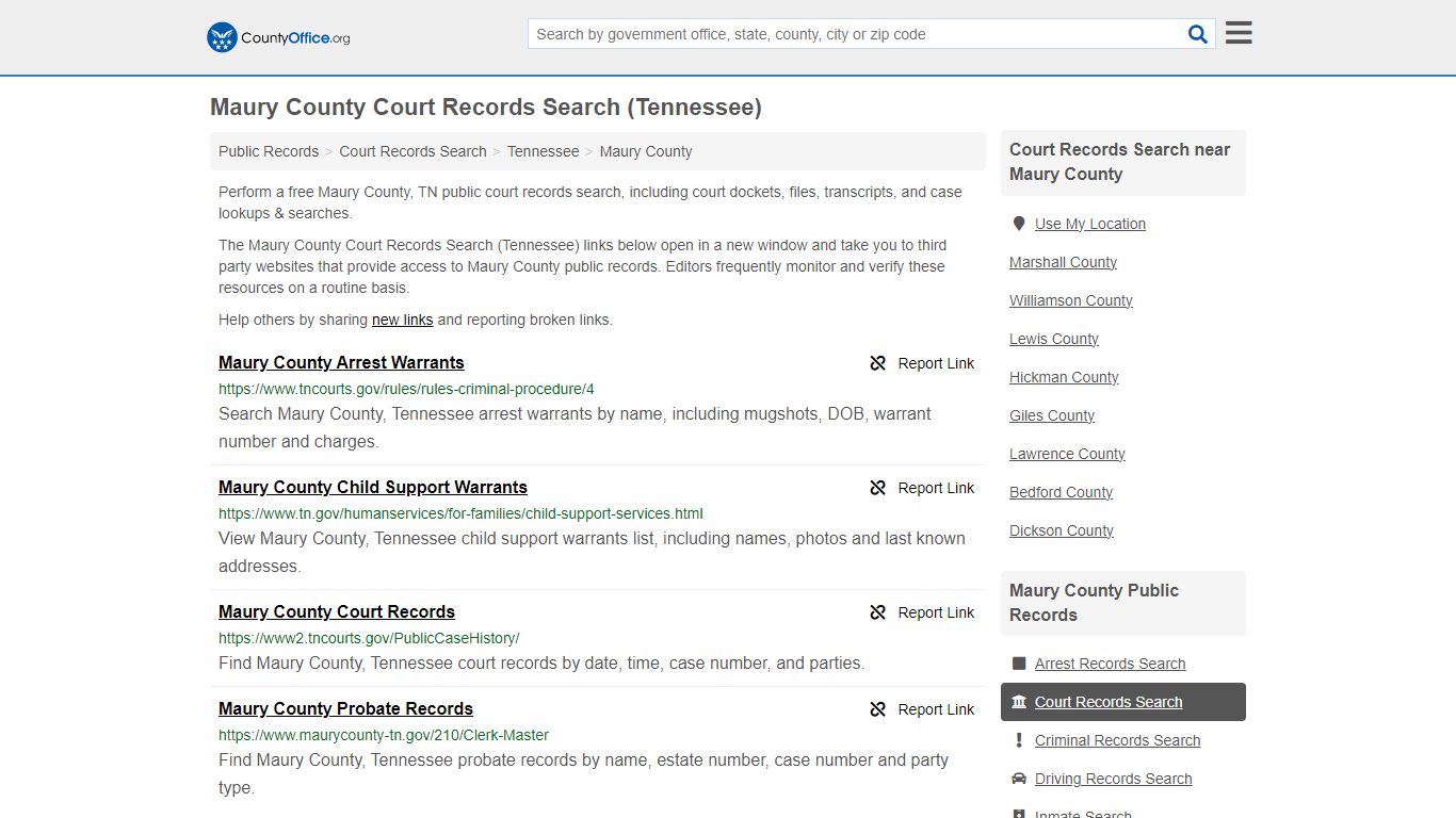 Maury County Court Records Search (Tennessee) - County Office