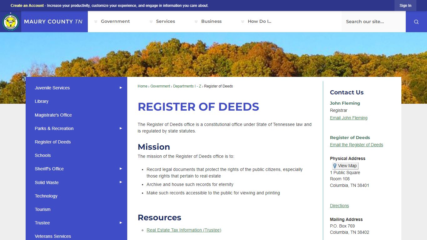 Register of Deeds | Maury County, TN